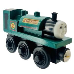 2002 Thomas Wooden Railway Peter Sam #4 Learning Curve Train Engine Vintage